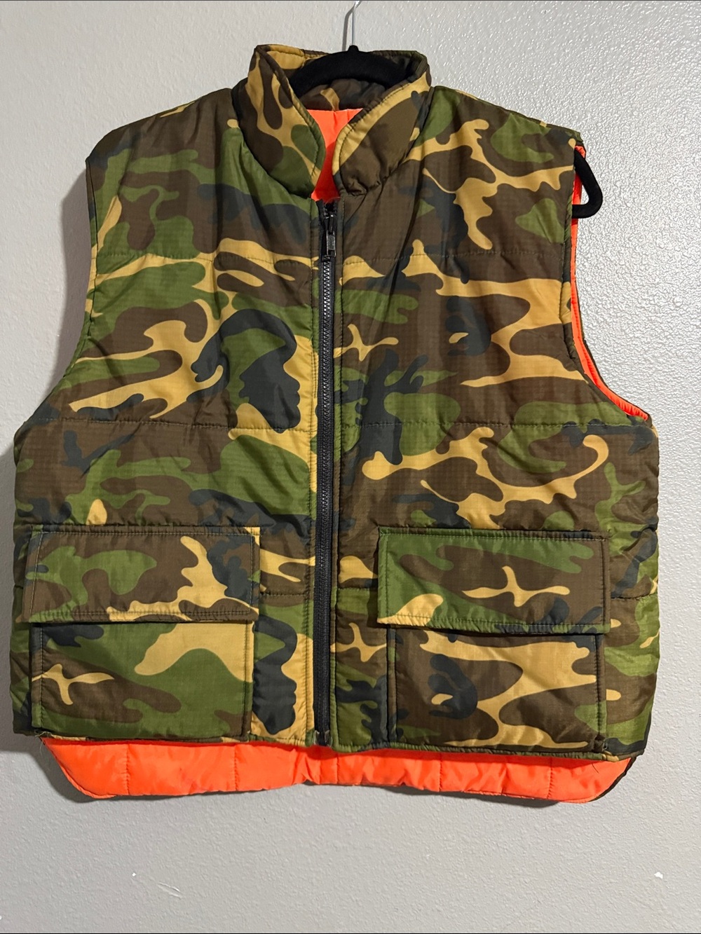 Vintage Game Winner Reversible Camo Vest with Orange on other side